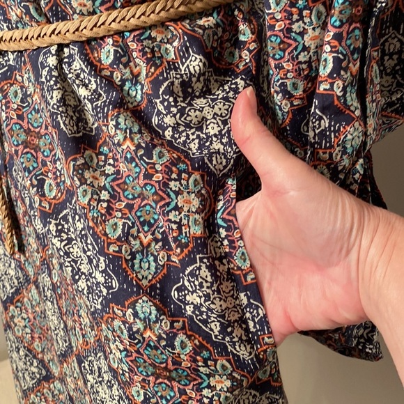 KUT from the kloth print long sleeved shirt dress with v neck and pockets - Picture 9 of 12